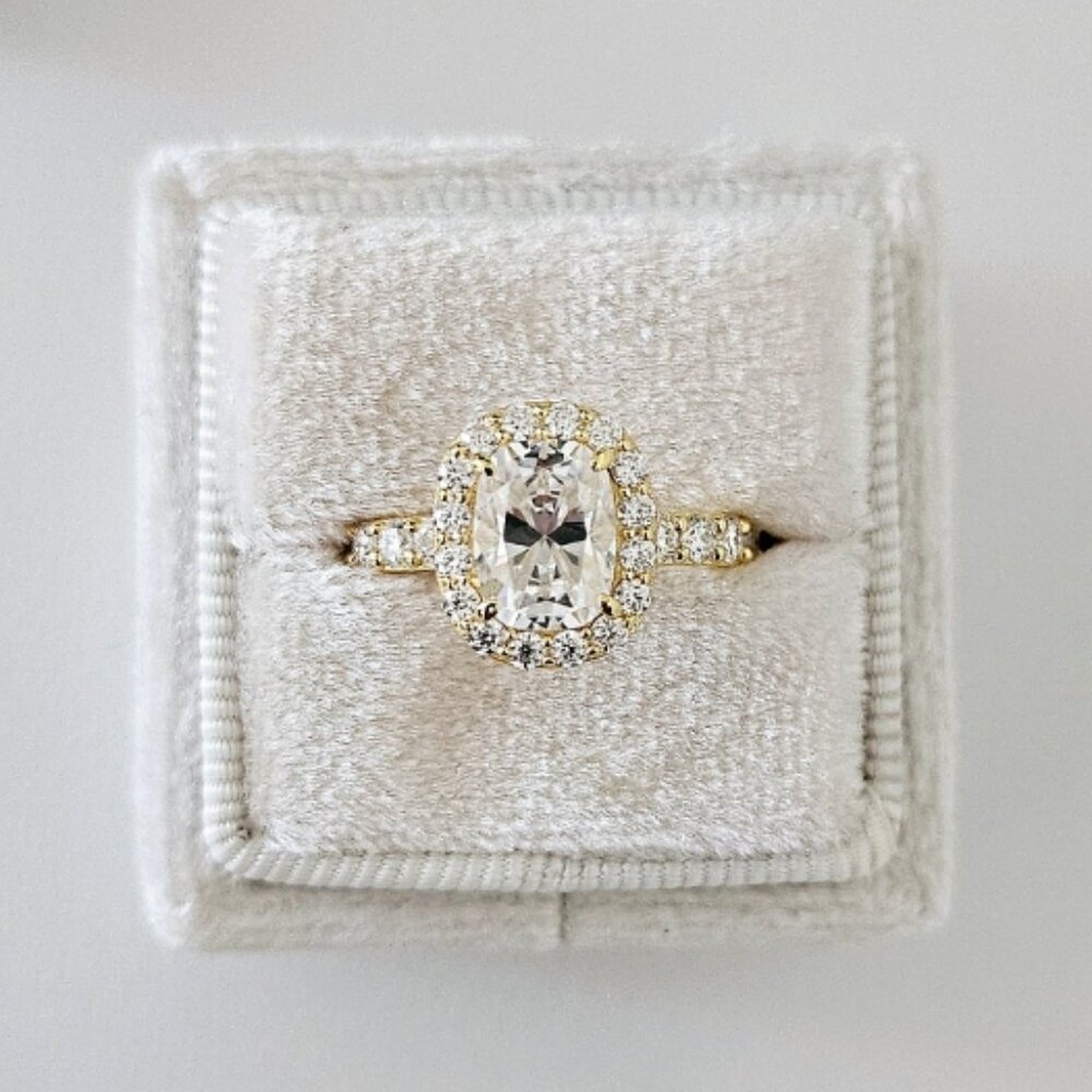 2 CT Elongated Cushion Cut Moissanite Ring --Sterling Silver Gold-Plated